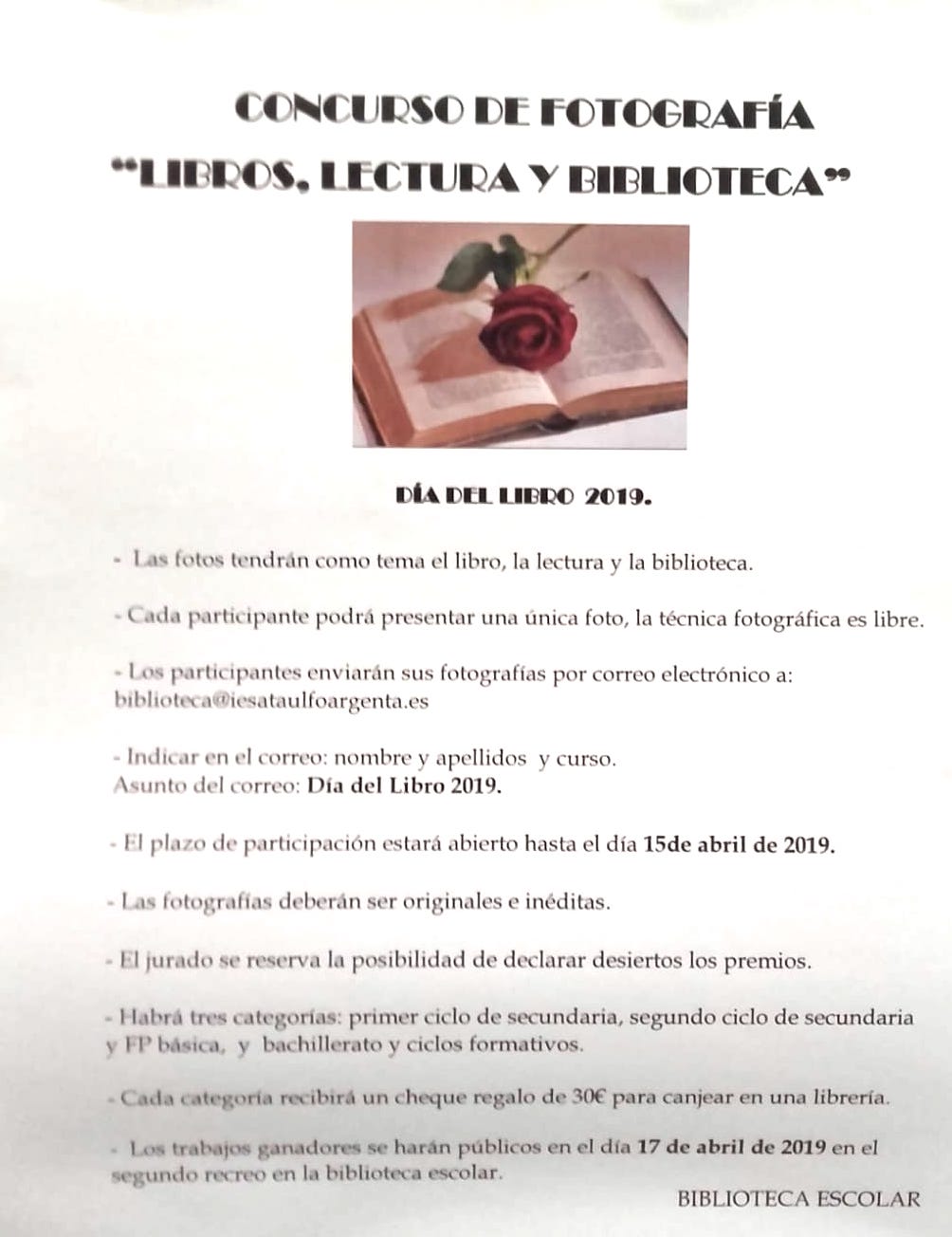 Concurso de fotografía Día del libro